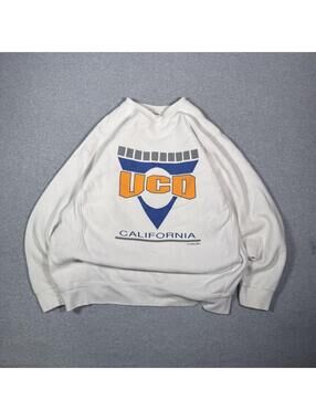 Vintage 90s UCD California Cotton & Acrylic Hoodie with Orange & Blue UCD Logo